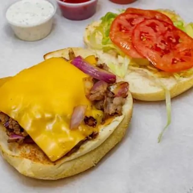 Chopped Cheese Burger on a Roll.