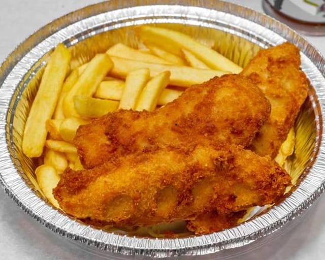 Spicy Chicken Tenders and Fries.